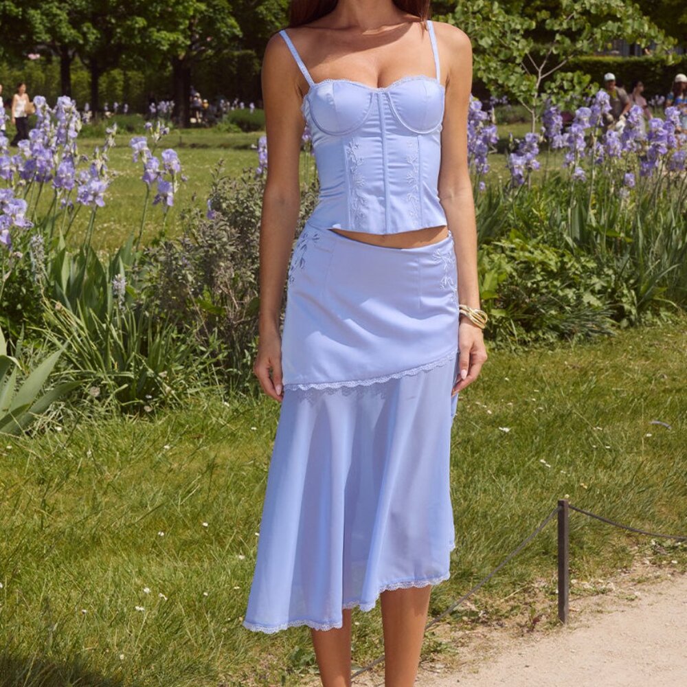 RUNAWAY THE LABEL EMBERLY MIDI FLOUNCE SKIRT  Size XL.